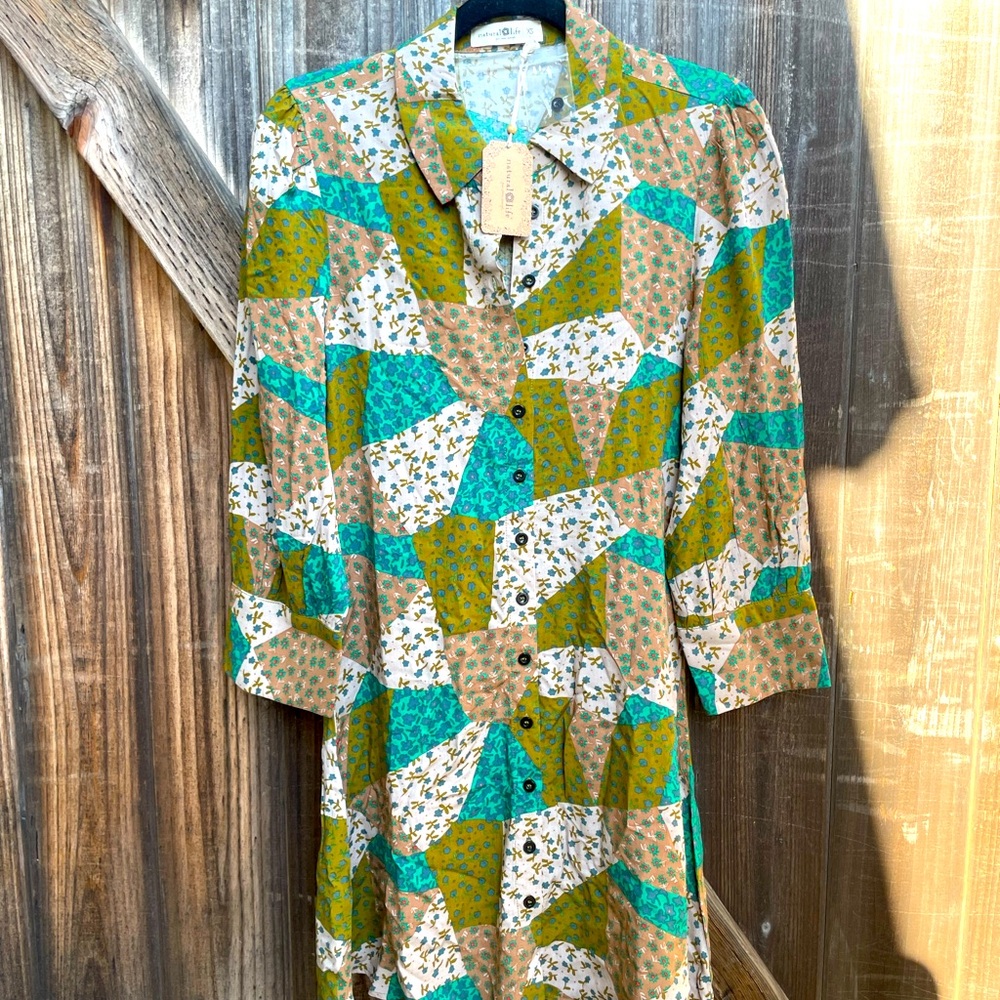 Fun, all-season dress. Sandals, tights/booties, tall boots/blazer/denim jacket